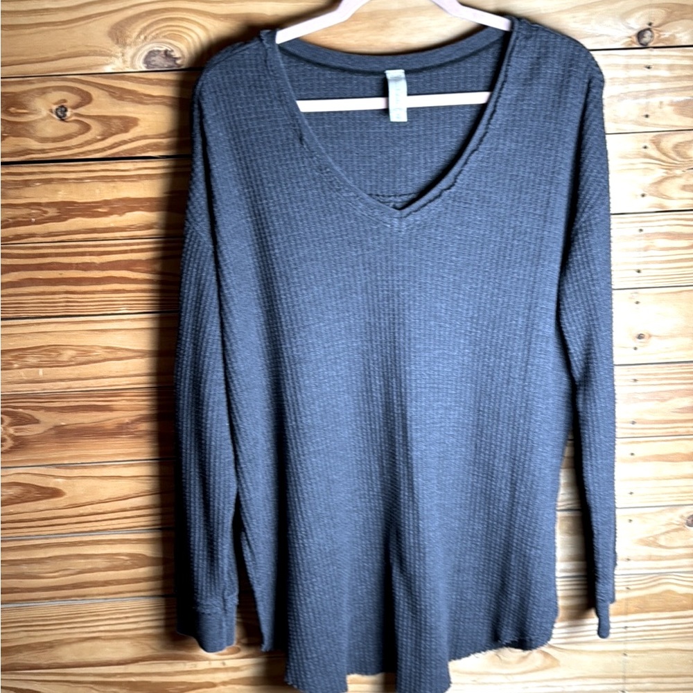 altar'd state dark grey gray sweater with slit sides worn look size medium